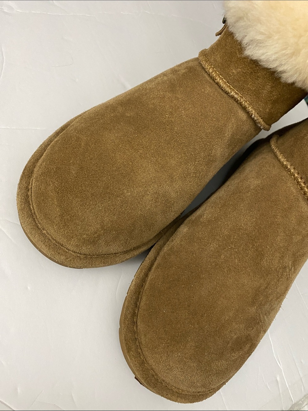 BearPaw Women's Suede Shearling Cuff Ankle Booties in Camel 1257W-ABBY SIZE 10 - Picture 8 of 14